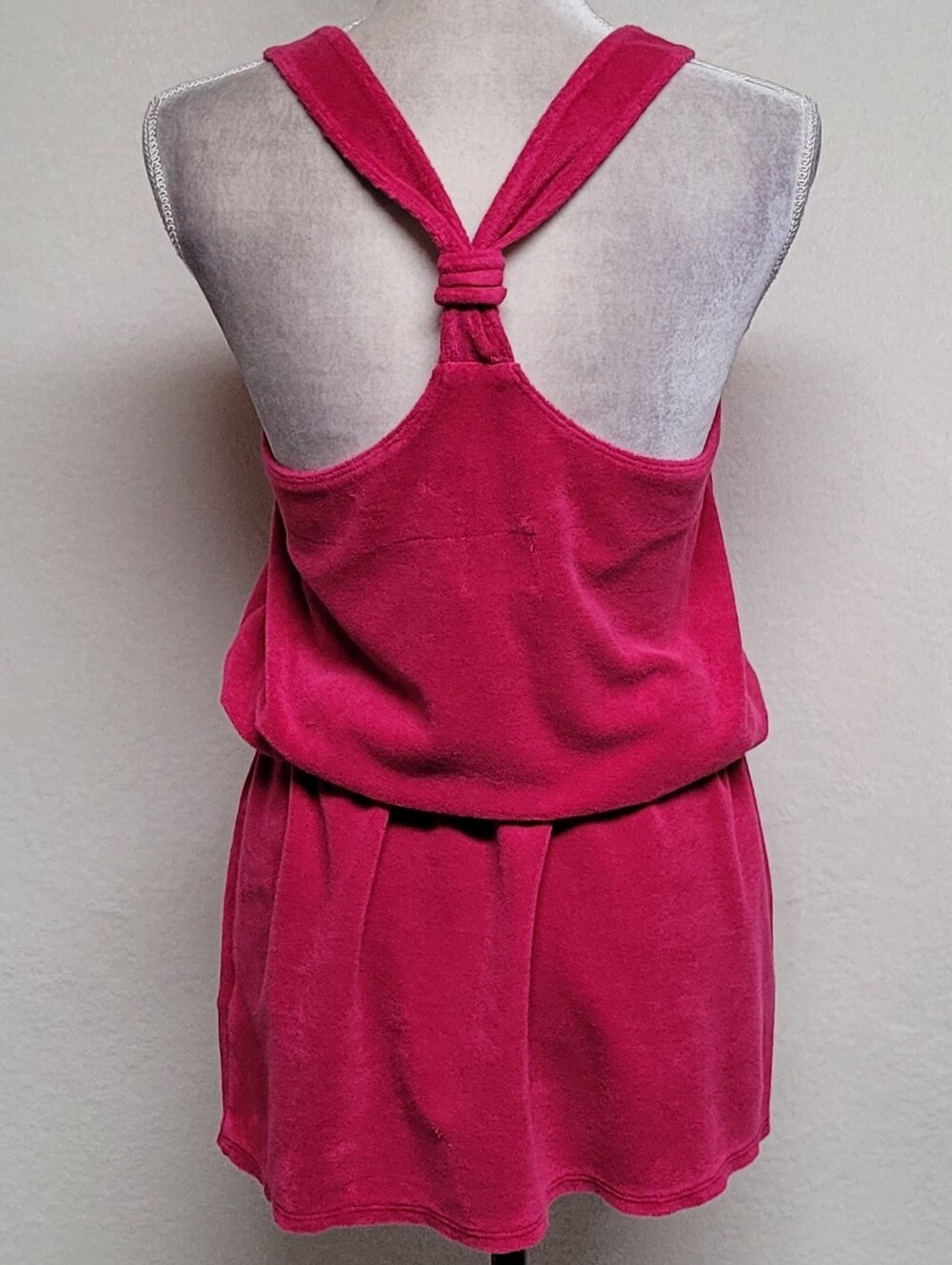 Juicy Couture Rare Vintage Magenta Terrycloth Racerback Tie-Waist Mini Dress L - Picture 9 of 13